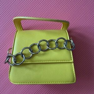 Yellow Mini Handbag with Chain Handle
